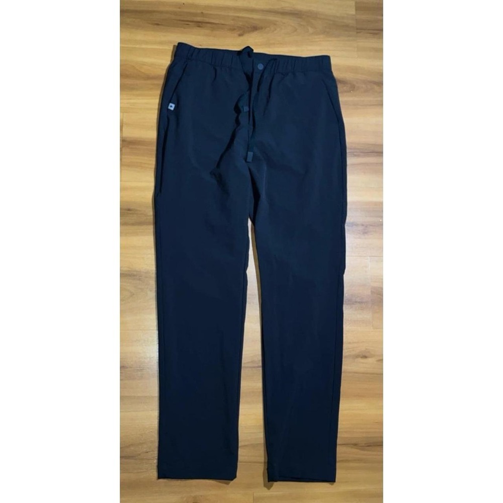 Mens FigsPro Slim Medical Nursing Drawstring Quick Dry Black Chino Pants